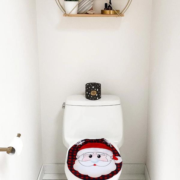 Tappetini da bagno Babbo Natale Toilette Set da due pezzi Decorazione natalizia Decorazioni per la casa Copertina natalizia