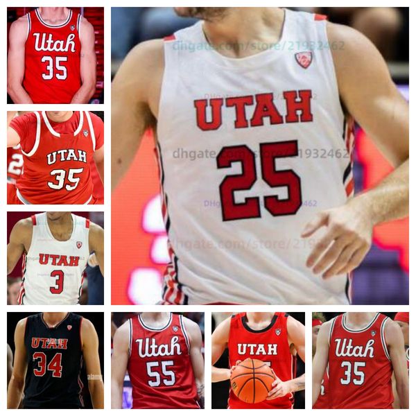 Utah Utes Basketball Jersey NCAA camisa costurada Qualquer nome Número Homens Mulheres Juventude Bordado 1 Ben Carlson 10 Jake Wahlin 13 Keba Keita 14 Brandon Haddock Luka Tarlac