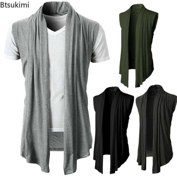 Blusas femininas camisas novas 2024 primavera verão masculino sem mangas jaqueta rua moda colete de malha cardigan punk hip hop colete para homem colete masculino topos yq240120