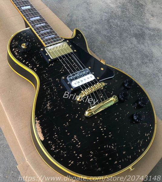 Neue Ankunft Murphy Lab R8 schwarze LP schwere Relikt-E-Gitarre, gealterte Reliktgitarre, kundenspezifischer Service ist in Ordnung