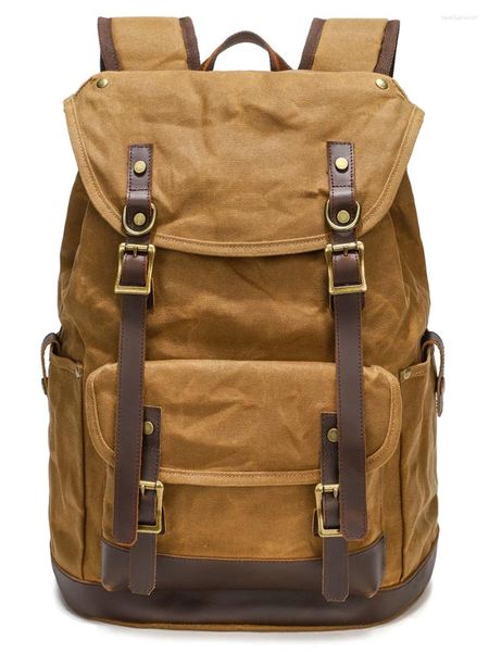 Rugzak Mochila Hombre Mochilas Zwart Heren - TravelHeren Tas Merk Leer Dubbele Schouder Canvas Groot Voor Heren Bolsa