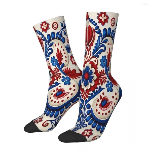 Мужские носки с португальской народной вышивкой и традиционным узором, 4 мексиканских вышитых цветка, мужские, мужские и женские летние чулки