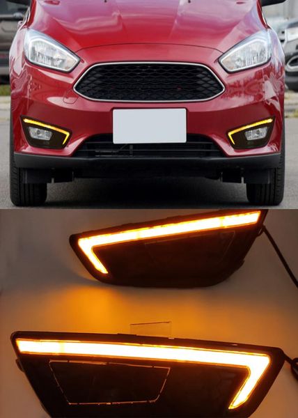 1 conjunto de lâmpadas led drl amarelas para seta, luzes diurnas de neblina, capa para ford focus 2015 2016 2017 20186431003