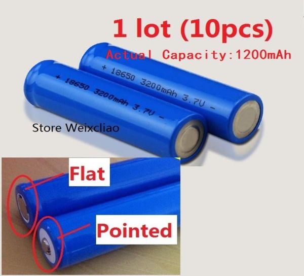 10 pz 1 lotto 18650 37 V 1200 mAh agli ioni di litio batteria ricaricabile 37 Volt batterie agli ioni di litio piastra positiva piatta o appuntita 5021395