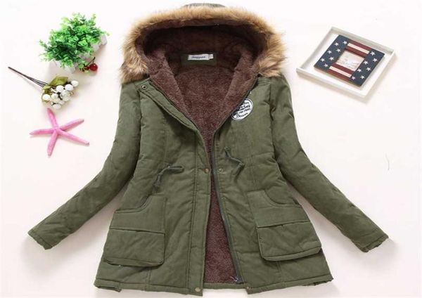 Ailegogo Donna Inverno Cappotti militari Giacca in cotone imbottito con cappuccio Casual Parka Spessore Caldo XXXL Taglia Trapunta Neve Outwear 2110232591716