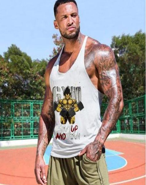 Männer Tank Tops Brief Drucken Bodybuilding Shirt Männer Tops Fitness Baumwolle Singuletts Gold Turnhallen Herren Kleidung Weste S3XL1023540