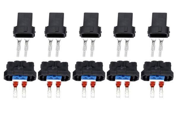 5 conjuntos fêmea e masculino 2 pinos selado conector automático assy para honda nh1 injector dj70222221121 conector automóvel com termina1581047