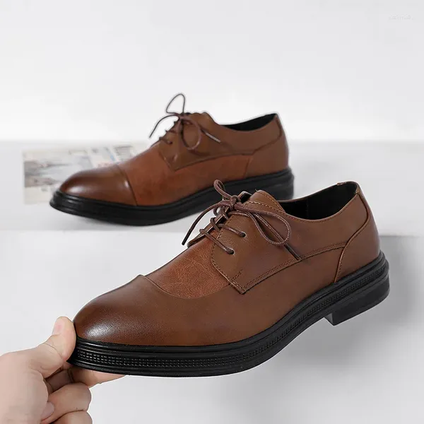 Sapatos de vestido de negócios de luxo homens de couro respirável borracha formal de alta qualidade fahsion homem escritório casamento apartamentos calçados