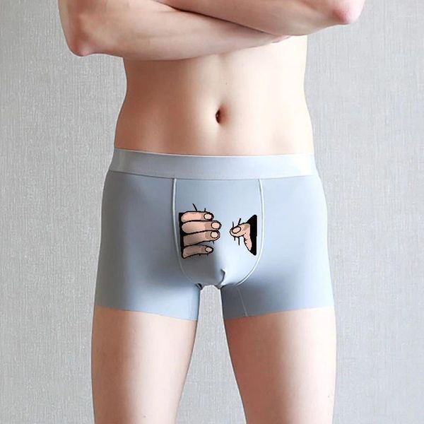 Unterhosen Herren Lustige Cartoon-Unterwäsche Männer Eisseide Konvexer Beutel Boxershorts Kreative Unterhose Männliche atmungsaktive Höschen mit mittlerer Taille