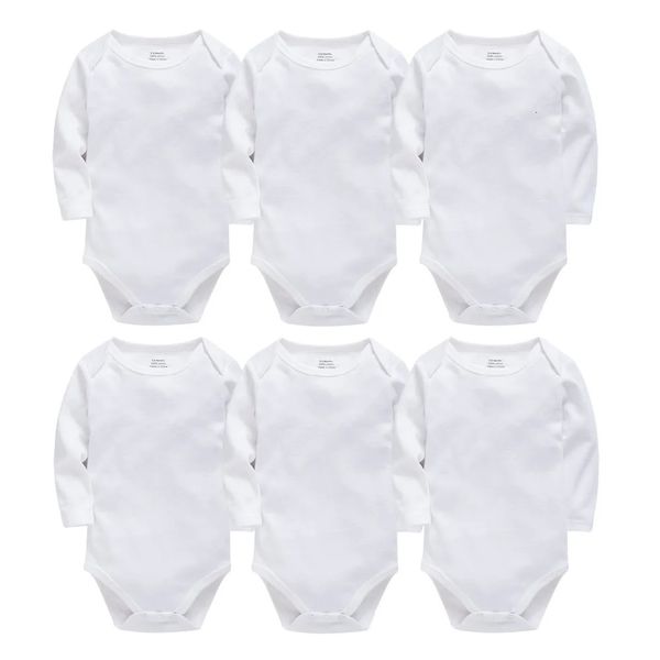 Verão outono bebê bodysuits algodão nascido menino menina manga longa conjunto branco corpo em branco bebes bebê menina macacão sólido 240119