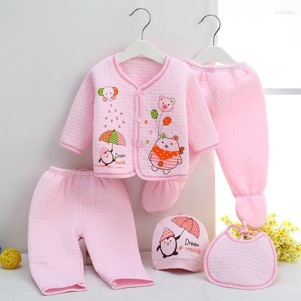 Set di abbigliamento 2024 5 Pz/set Jchao Bambini Marca Inverno Autunno Velluto Nato Neonata Ragazzi Infantile Biancheria Intima Calda Vestiti di Cotone Outfit 0-3 M