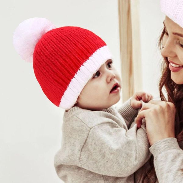Berretti Cappello di lana per bambini Autunno e inverno Tinta unita lavorato a maglia Natale Cartoon Trecce per le orecchie Protezione neve calda con