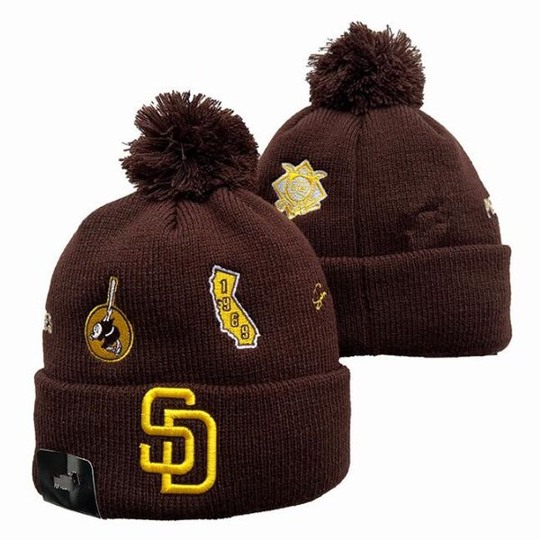 Padres Beanie Malha San Diego Chapéus Equipes Esportivas Beisebol Futebol Basquete Gorros Caps Mulheres Homens Pom Moda Inverno Top Caps Esporte Malha Chapéus a1