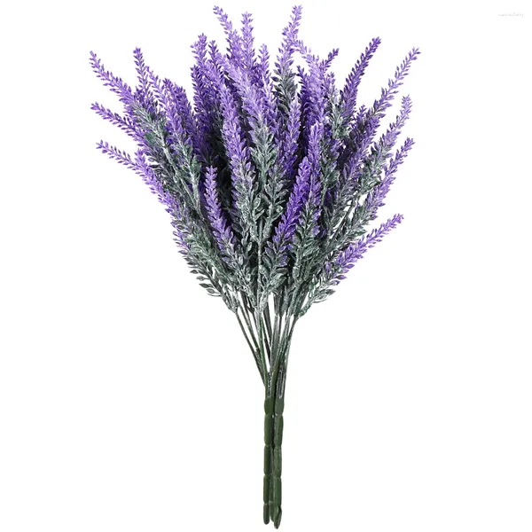 Fiori decorativi OUNONA 4 pezzi bouquet di lavanda artificiale floccata in viola da sposa casa fai da te pavimento giardino ufficio decorazioni per matrimoni