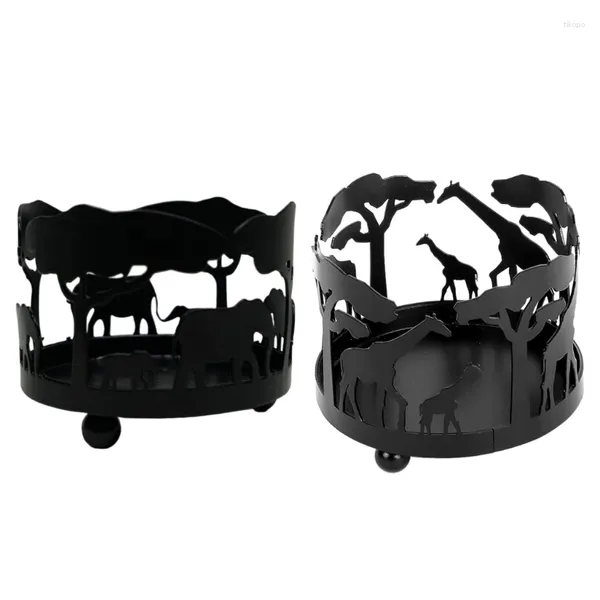 Portacandele Elegante supporto nero Squisita fattura Decorazione giraffa per la casa Candeliere in ferro creativo Modello animale