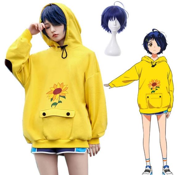 Anime maravilha ovo prioridade ohto ai fantasia cosplay moletom com capuz amarelo estilo solto unissex casual pulôver peruca para halloween pa7729386