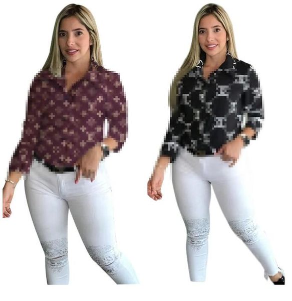 Camicette da donna Camicie Stampa Camicia firmata CC Letter Top Camicia slim fit a maniche lunghe Taglie forti