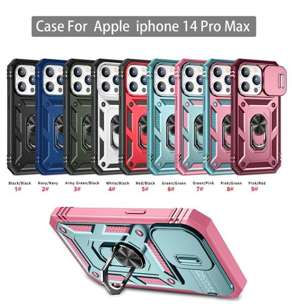 Lente deslizante janela colorido anel suporte casos de telefone para iphone 14 13 12 11 pro max 7 8 plus 14 pro max samsung s21 s22 plus s23 u5871016