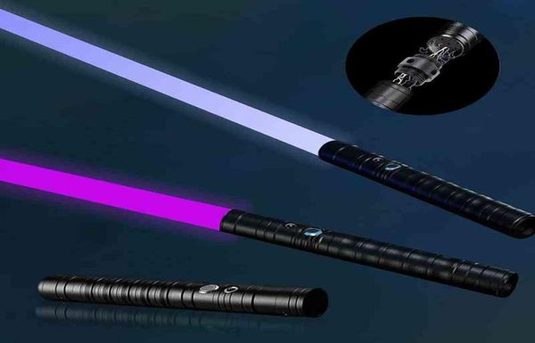 80 см Мини-световой меч RGB 7 цветов с металлической ручкой Лазерный меч Тяжелый дуэльный звук Два в одном Световой меч Косплей Реквизит для сцены G6080064