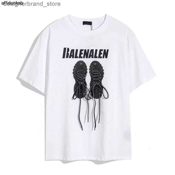 Tee Ly Homens Manga e Mulheres Camiseta Solta Paris Daddy Sneaker Sapato Curto Impressão Amante Pescoço Respirável Roupas Oversized Grandes Balencaigalies Balencigaly D36Q