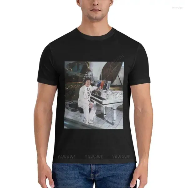 Мужские майки, мужская футболка, брендовая летняя футболка LIBERACE с фортепиано, классическая футболка, корейская мода, простые черные футболки