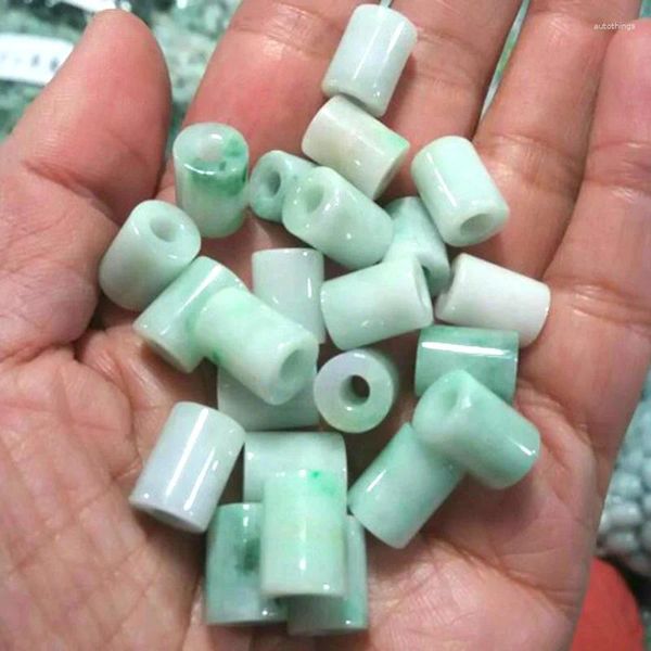 Pedras preciosas soltas 8 12mm genuíno mianmar jadeite tubo contas para fazer jóias diy colar brinco pulseira encantos jade grânulo jóias