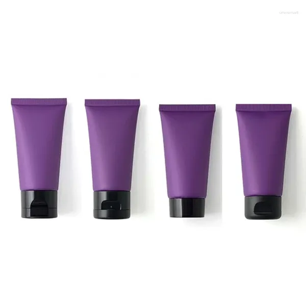 Garrafas de armazenamento 30pcs garrafa recarregável vazio plástico fosco roxo tubo macio pet 50ml recipiente portátil embalagem cosmética suqeeze