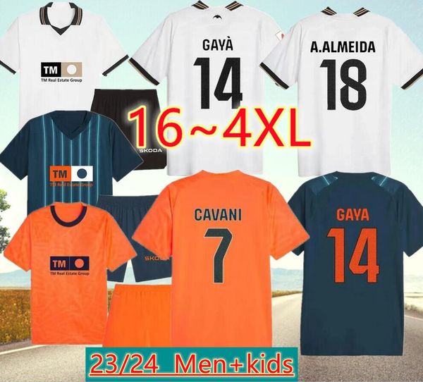 Neue 23 24 Valencias Fußballtrikots HUGO CAVANI DURO A.ALMEIDA 2023 2024 S.CASTILLEJO GAYA Heim Auswärts 3. Fußballtrikot PEPELU MARCOS ANDRE Erwachsene Männer Kinder Kit Uniform