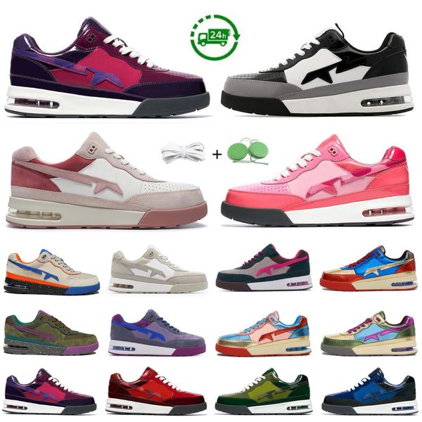 Road Sta Homens Mulheres Correndo Tênis Designer Sneaker Patent Couro Preto Branco Rosa Roxo Azul Verde Bege Camurça Pastel Cinza Skunk Mens Treinadores Esportes Sapatilhas