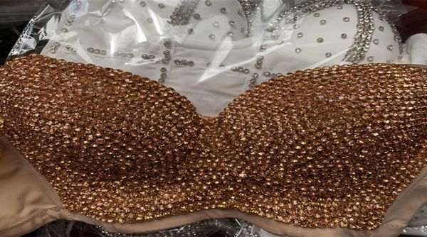 Plus Size Hochwertige handgefertigte Perlen Juwel Diamantperlen Damen039s Sexy Bustier BH abgeschnitten Sling Top Weste BH bling 220322015018