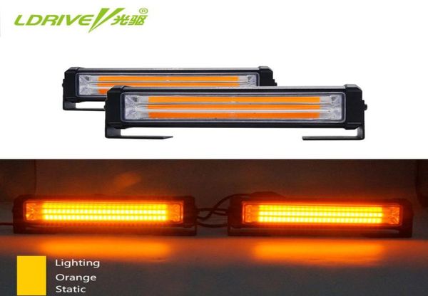 2 rote, gelbe, blaue, orangefarbene LED-COB-Blitzlichter für Auto und LKW, blinkendes Warngitter, DRL-Notfahrlichtleiste9861227