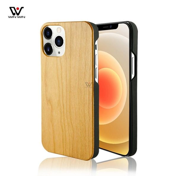 Custodie per telefoni con bordo rigido in legno di bambù naturale di lusso con incisione laser in legno per iPhone 12 Pro Max Mini Cover posteriore Shell 2021 Moda F4594668