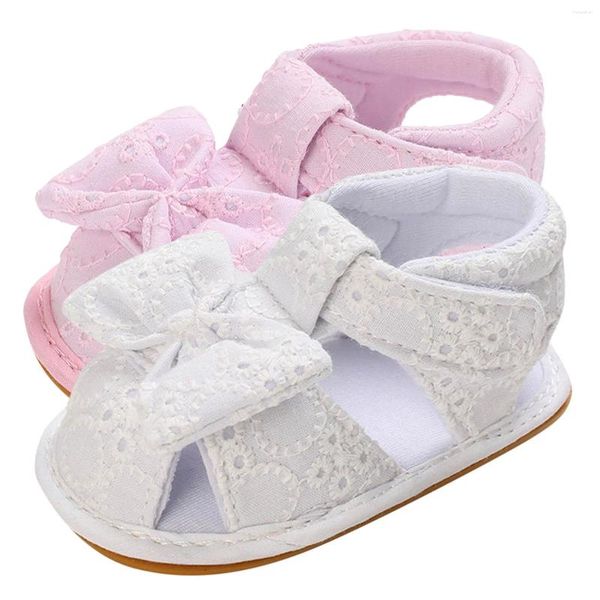 Primeiros caminhantes verão bebê meninas sandálias criança perto sapatos nascidos 2024 bowknot princesa infantil respirável macio