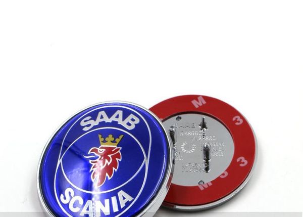 Alta qualidade novo 68mm saab scania 95 95 9802 capô abs 3 pinos emblema emblema logotipo azul marca nova parte 49115412304494