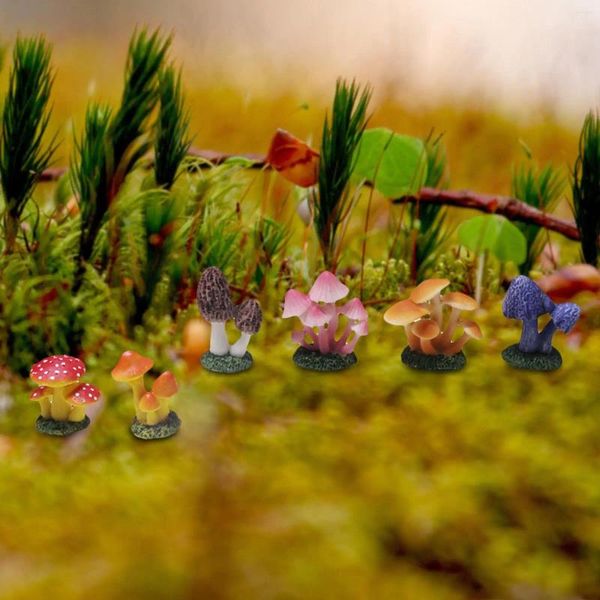 Decorazioni da giardino 6x Mini figurine di funghi modello vaso di fiori Decor decorazione fata per prato fai da te bonsai artigianale vaso da fiori acquario