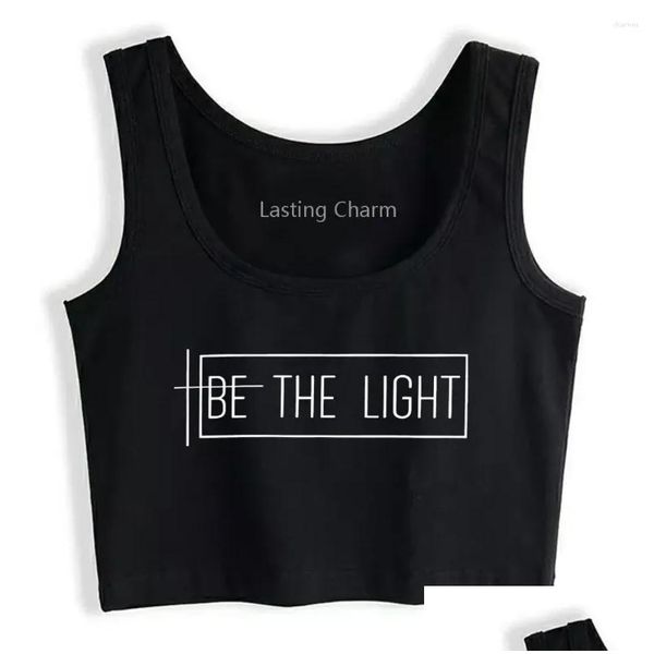 Damen-Tanks, Camis, lässig, inspirierendes Schriftzitat „Be The Light“, bedrucktes Tanktop, christlich, atmungsaktiv, schmale Passform, Yoga, Sport, Training, Dhpyn