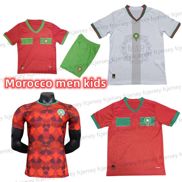 22 23 24 Marrocos Futebol Jersey ZIYECH BOUTAIB Camiseta De Futbol BOUSSOUFA EL AHMADI Seleção Nacional Camisa de Futebol Maillot de Foot Kits Tracksuit África