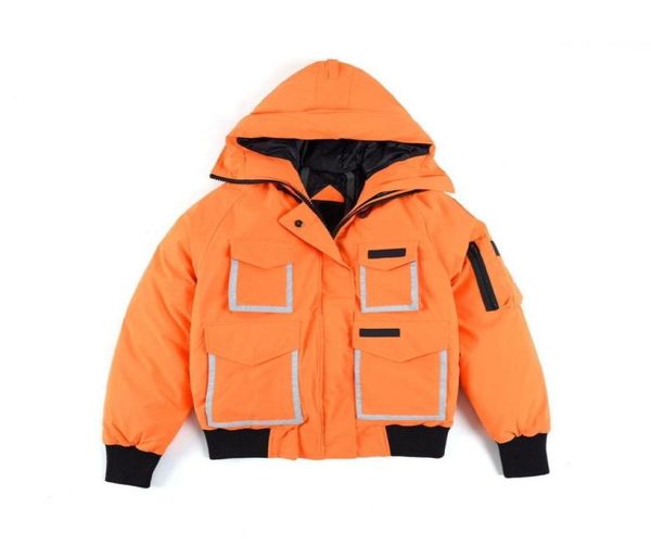 Мужские пуховые парки Men039s, пуховая куртка 2023, уличная светоотражающая куртка с совой, короткая, средней длины, теплая, черная, оранжевая, XS2XL4753625