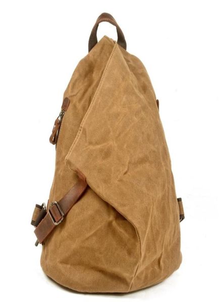 Bolsa de lona de cera de óleo com ferramentas à prova d'água AMI Khaki men039s mochila de viagem ao ar livre de couro 26169359778640