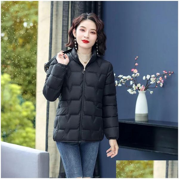 Womens Down Parkas Atacado Algodão Branco Inverno Senhoras Curto Casaco Quente Casacos Espessados para Mulheres Gota Entrega Vestuário Roupas O Dhvep