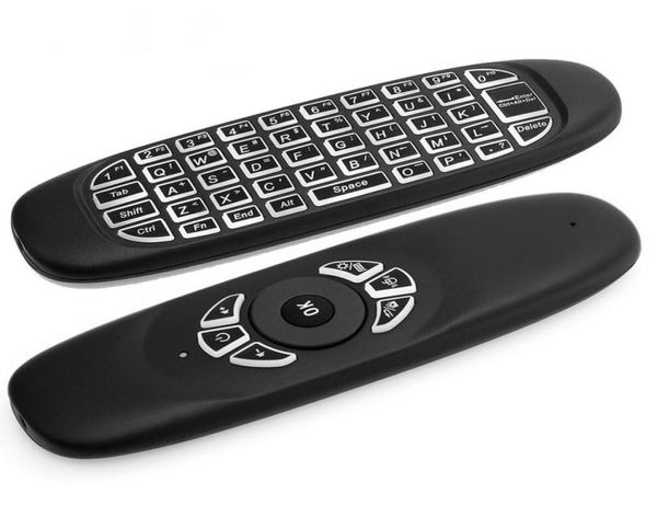 C120 Подсветка Fly Air Mouse 24 ГГц Беспроводная клавиатура 6-осевой гироскоп Игровая ручка Пульт дистанционного управления для Android TV BOX Backlit2872274