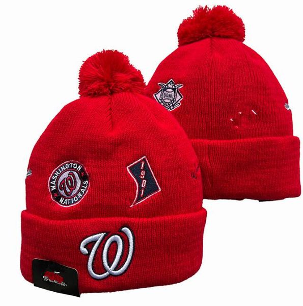 Washington Beanie Gestrickte Nationals Hüte Sportmannschaften Baseball Fußball Basketball Beanies Caps Damen Herren Pom Fashion Winter Top Caps Sport Strickmützen a1