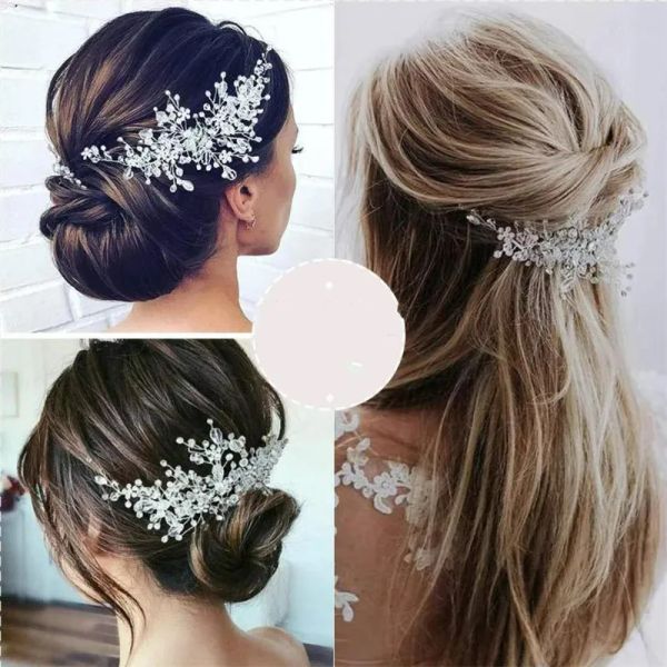 Schöne Braut Kopfbedeckung Strasshaarclip Hochzeitskante handgefertigt Hochzeit Schmuck Original Haarzubehör Bankettplatten Haarzubehör Accessoires