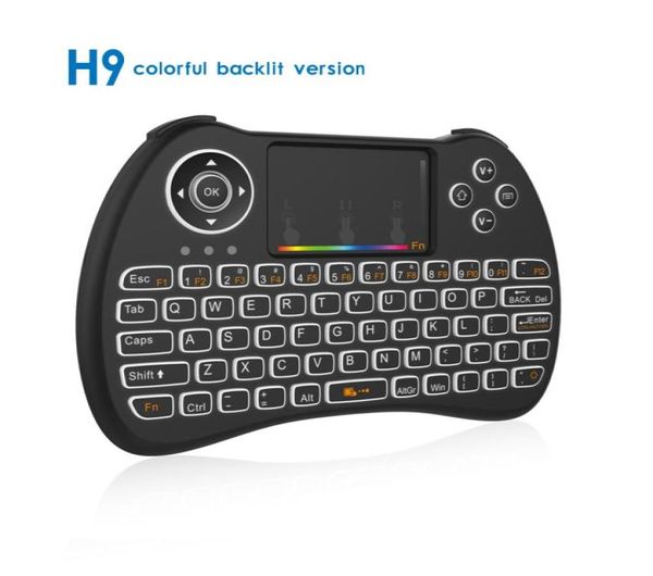 H9 24-GHz-Funktastatur mit RGB-Hintergrundbeleuchtung und Touchpad-Handheld für Android TV BOX Mini PC7536873