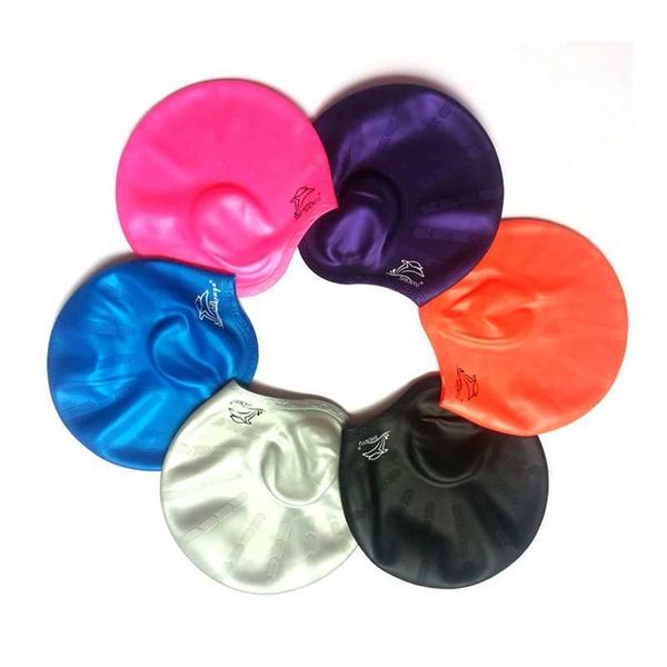 Cuffia da nuoto protezione per le orecchie cuffia da nuoto cappelli in silicone impermeabile elastico misura libera piscina per adulti attrezzatura di buona qualità 6 colori scegli B43002 YQ240119