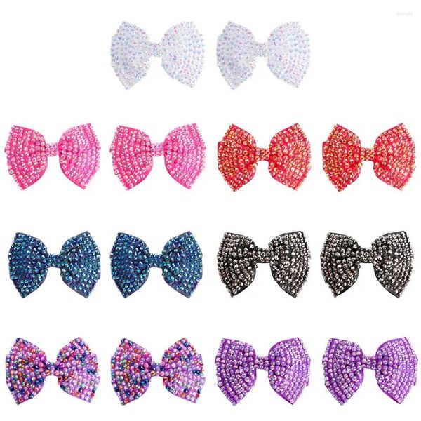 Accessori per capelli 1 paio di clip per nodi con fiocco di diamanti copricapo strass colorati nastro forcine copricapo per bambini