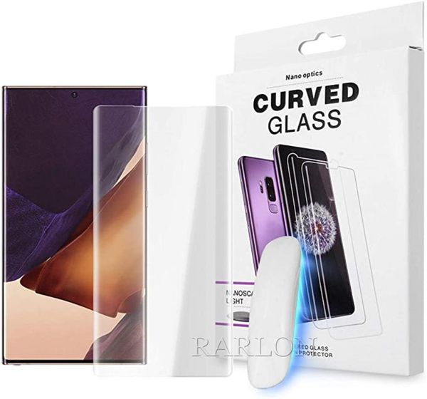 UV NANO Protetor de tela de cola líquida 3D vidro temperado curvo para Samsung Galaxy S23 Ultra S22 S21 S20 Note 20 Huawei P50 Pro With4297214