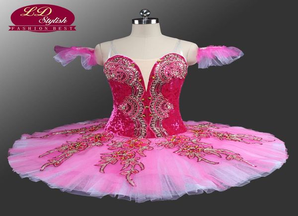 Prinzessin Aurora Professionelles Ballett-Tutu, Pfirsichfee, klassisches Tutu, Ballettkostüme, Dornröschen, rosa Pfannkuchen-Tutu, LD00426610975