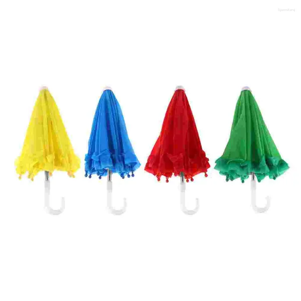 Regenschirme 4 Stück Spitze Spielzeug Regenschirm Ornament Schöne hängende Dekore Reine Farbe Polyester Mini Solide Baby Entzückend