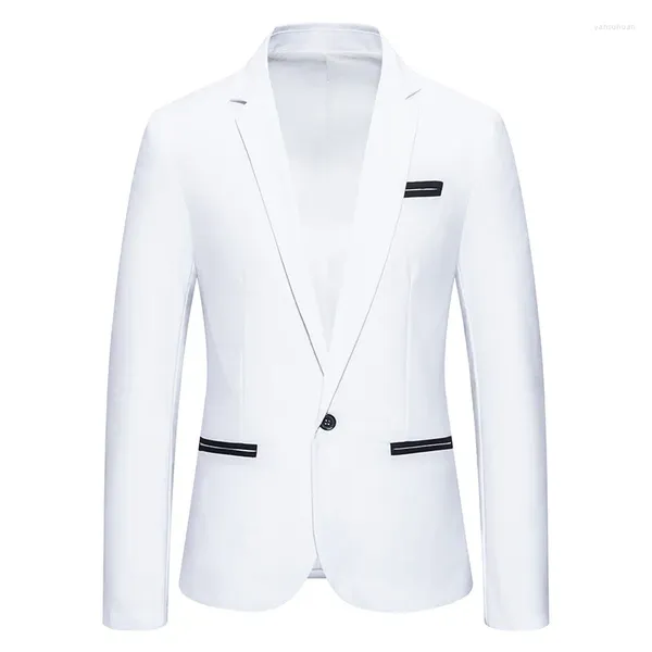 Erkekler Beyaz Düğün Smokin Blazer Ceket Erkekler 2024 Marka Tek Düğmesi Çentikli Kazeli Kıyafet Slim Fit Blazers XXXL